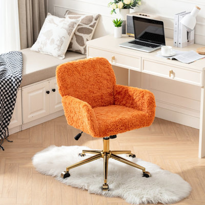 40 chaises inclinables avec siège en laine d'alpaga artificielle, base en métal doré, plus grand orange de 320 mm pour la couverture de bureau de meuble-lavabo, agrandie