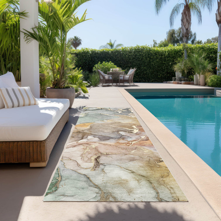Alfonzo Flatweave Washable Abstract Indoor / Outdoor Rug