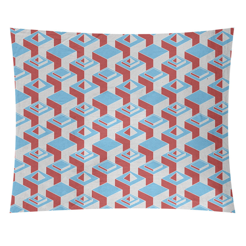Jordao Machine Tapestry - Rod Included, 88" H x 104" W, Teal/Red