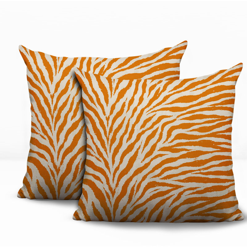 Oreiller réversible Jay Zebra, 18x18, Orange
