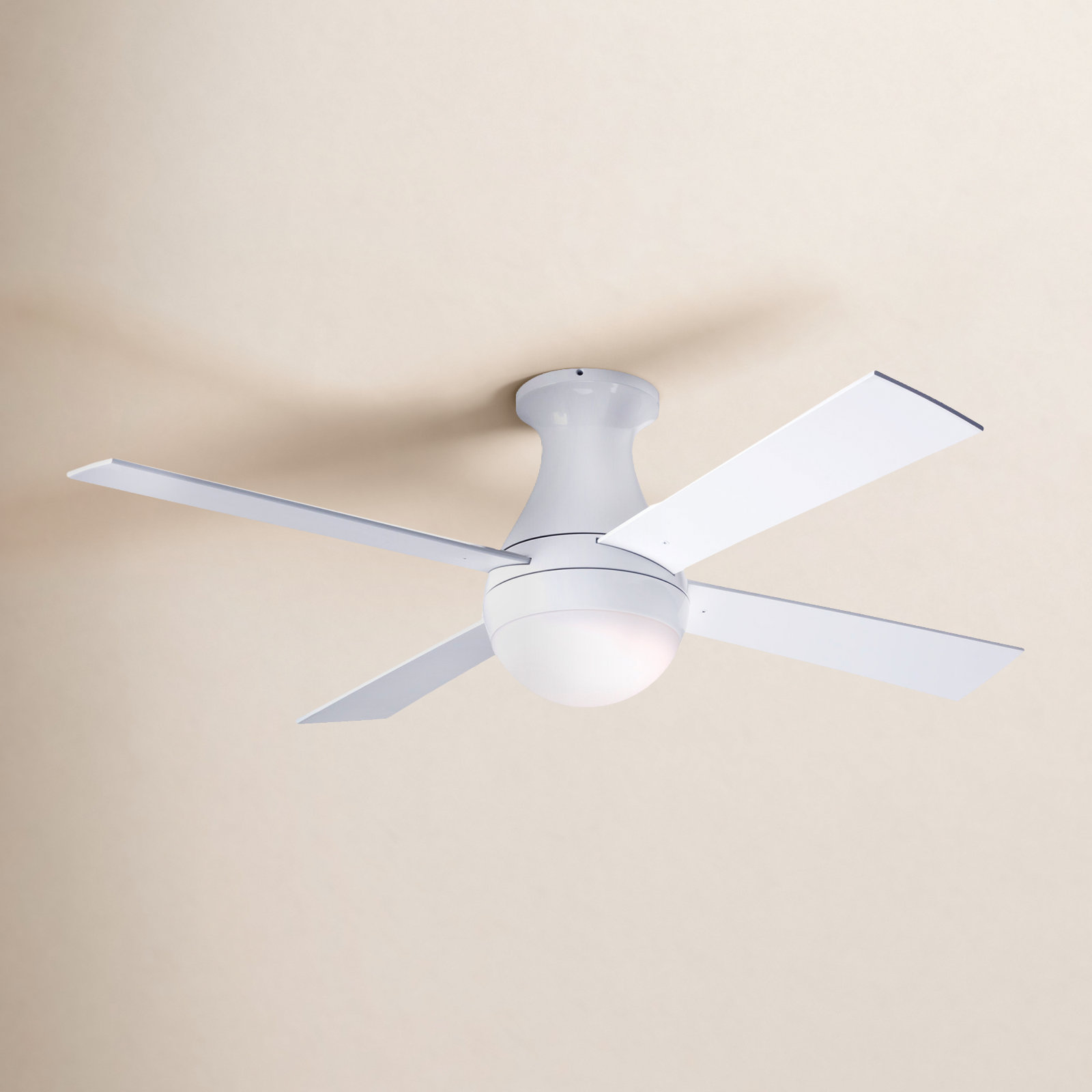Ball 42'' 4 Blade Ceiling Fan with LED Light Kit, Fan Speed and Light Control (3-wire), Gloss White, Aluminum