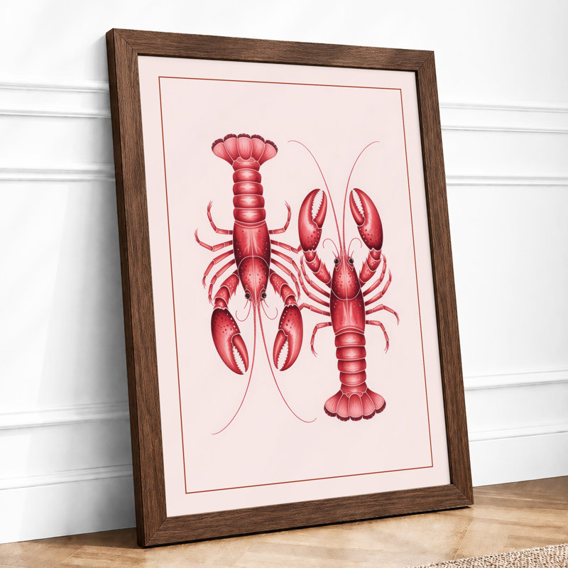 Lobster Study Botanical - Framed Print, A3 - 42.0 x 29.7 cm, Walnut