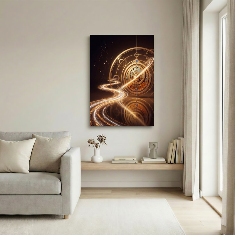 Art mural sur toile Golden Celestial Astrolabe, H 30 po x l 20 po
