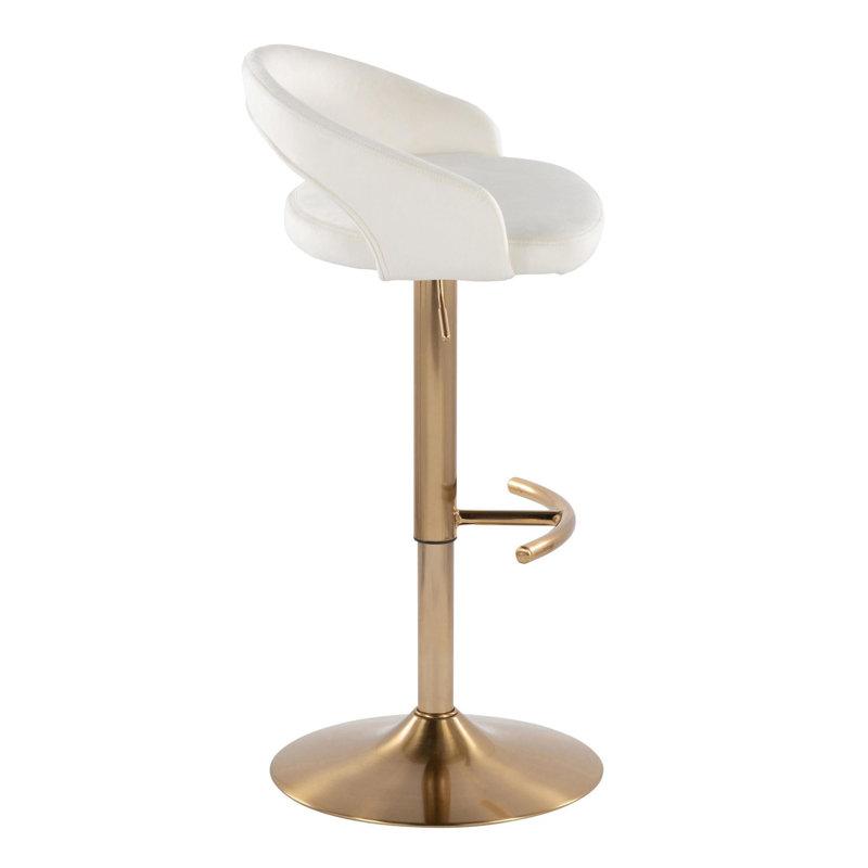 Ensemble de 3 tabourets de bar réglables en similicuir 17,5 po x 19 po x 39,5 po, Doré