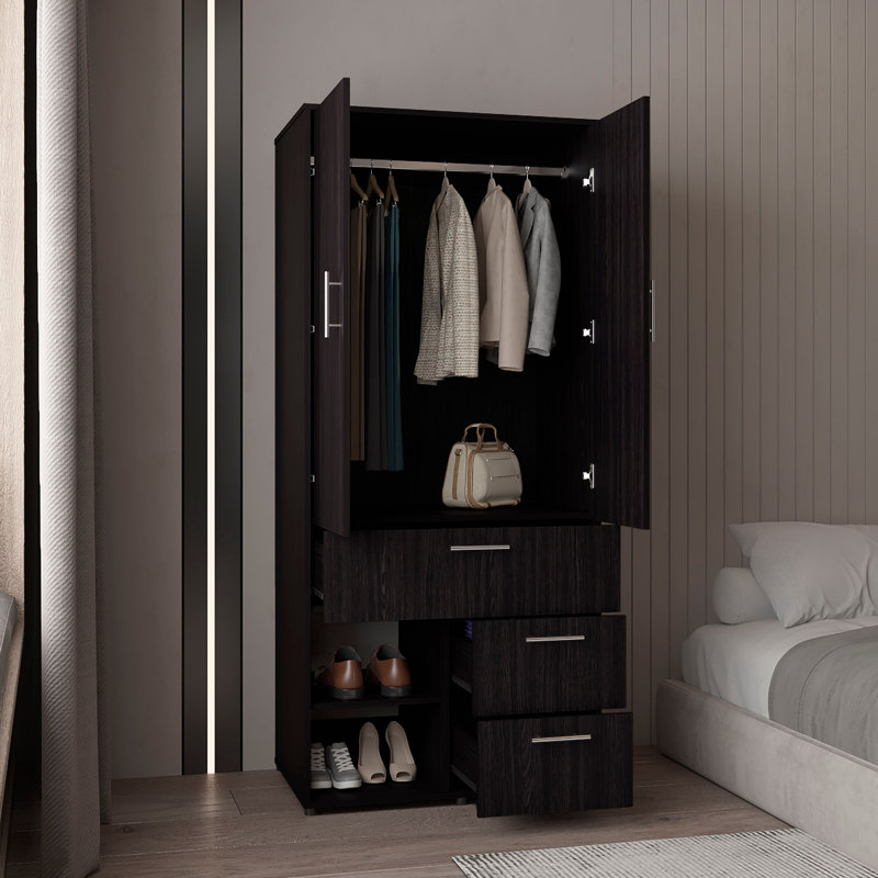 Armoire Alpine avec portes doubles, tablettes intérieures et tringle