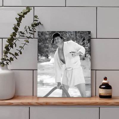 "P&L Art", "Drôle de peignoir", art mural sur toile, noir et blanc original