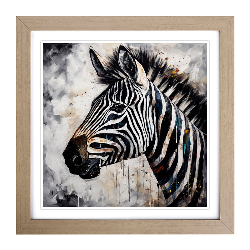 Zebra Expressionism - Framed Print, Oak Framed