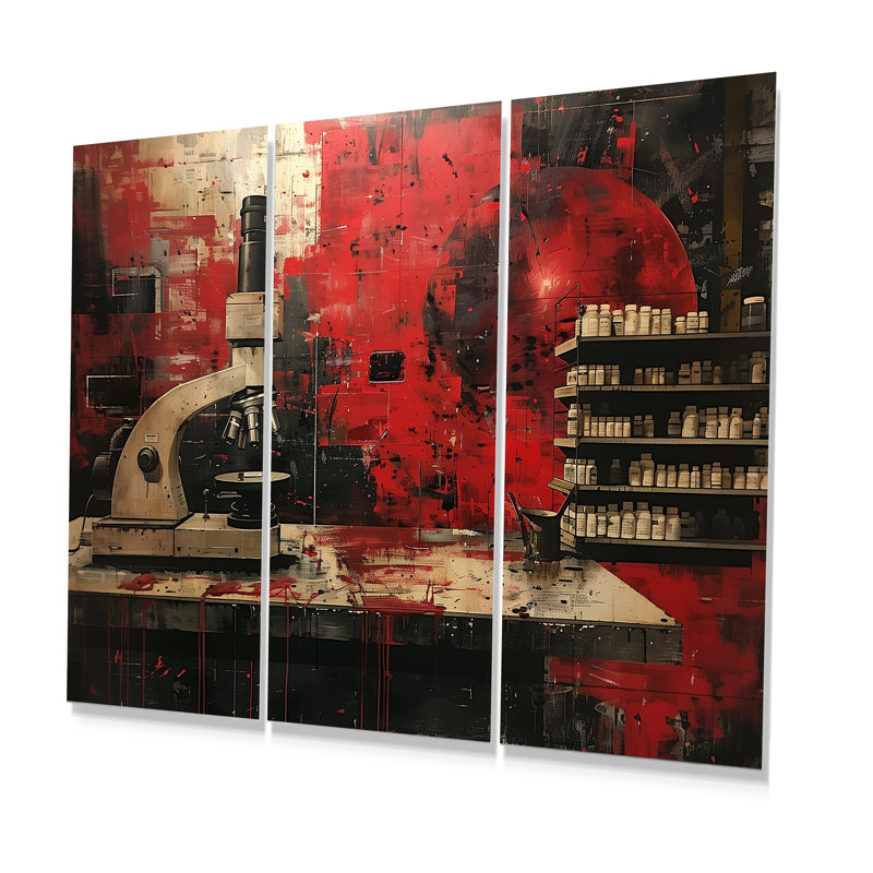 Ensemble de décoration murale rouge et noir, Métal métal, H 32 po x l 48 po x P 1 po