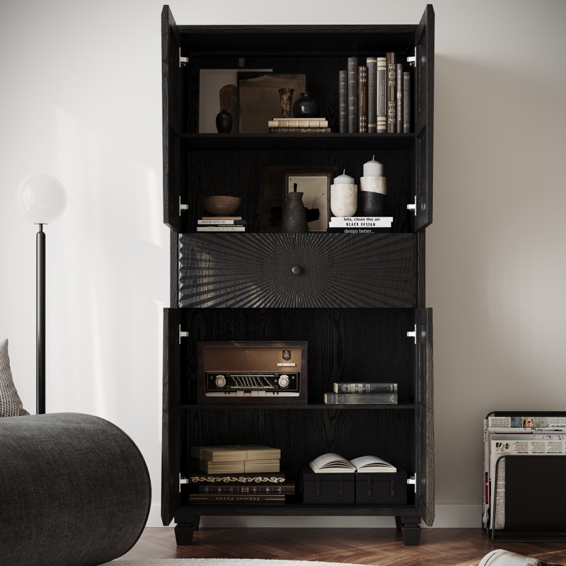 Buffets et armoires modernes, armoire de rangement en bois MDF 3D noir pour la salle à manger