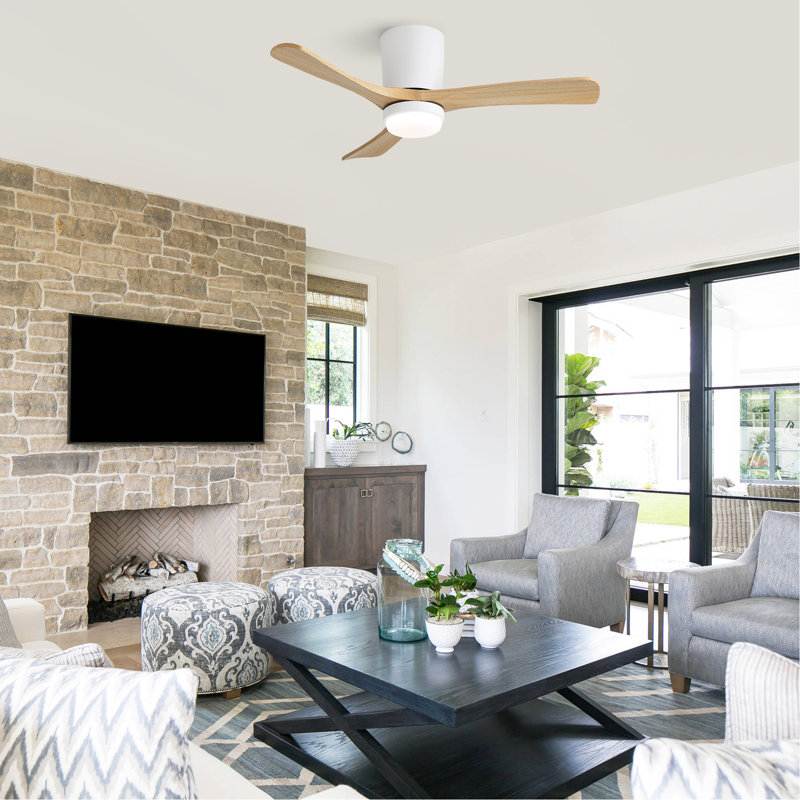 Ventilateur de plafond blanc mat de 42 pouces avec moteur à courant continu, lumière DEL à intensité variable, minuterie et mémoire pour le salon et la chambre à coucher