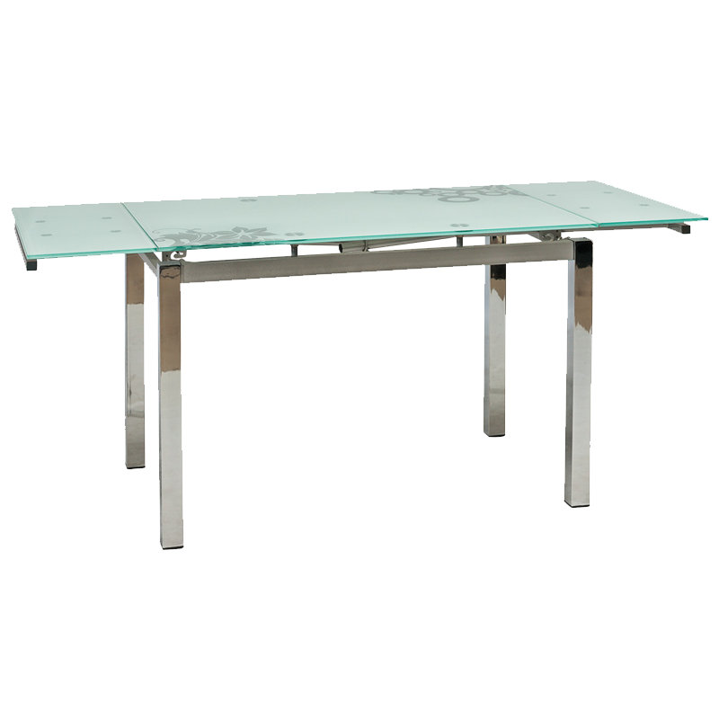 Basse Glass Top Metal Base Dining Table, White