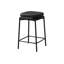Tabouret de bar, hauteur de comptoir, ensemble de 2, cuisine, aspect cuir noir, métal noir, contemporain, moderne