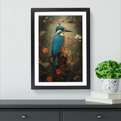 Kingfisher Victorian No.2 - Single Picture Frame Print on Wood