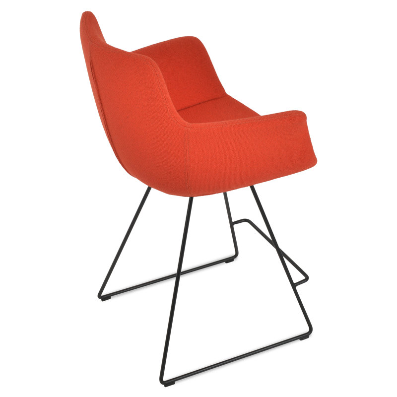 Tabouret Bottega, Tabouret de bar (siège d'une hauteur de 29 po), Noir, Orange