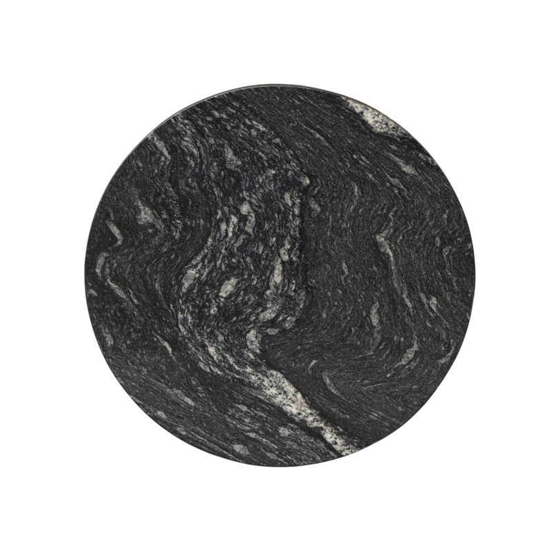 Corbett Pedestal End Table, Black Marble, Hammered Gray
