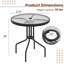 27.5" Patio Bistro Table With Tempered Glass Tabletop 1.57" Umbrella Hole