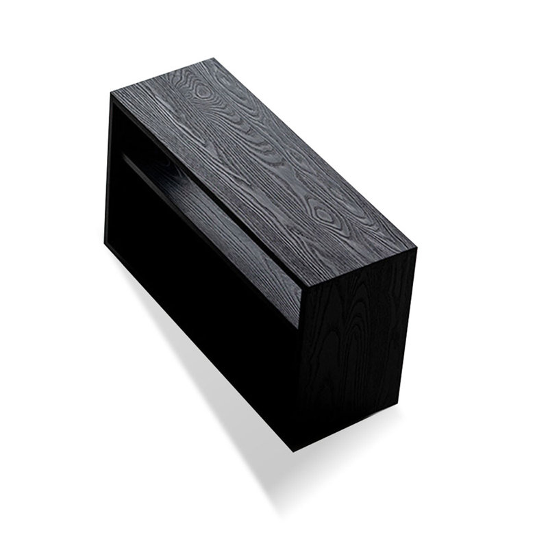 Solid + Manufactured Wood Rectangular End Table, Black