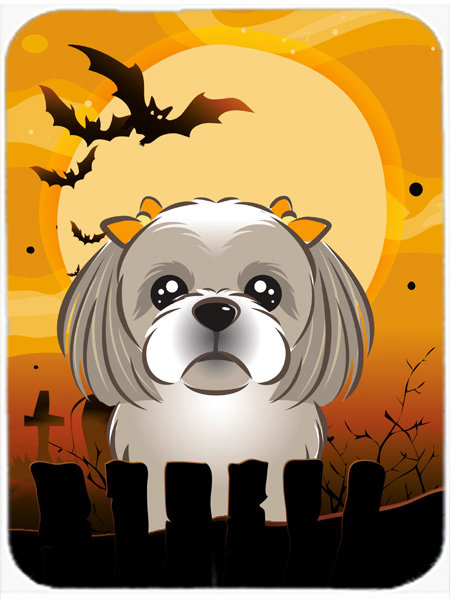 Eila Shih Tzu Glass Cutting Board, Grey Silver