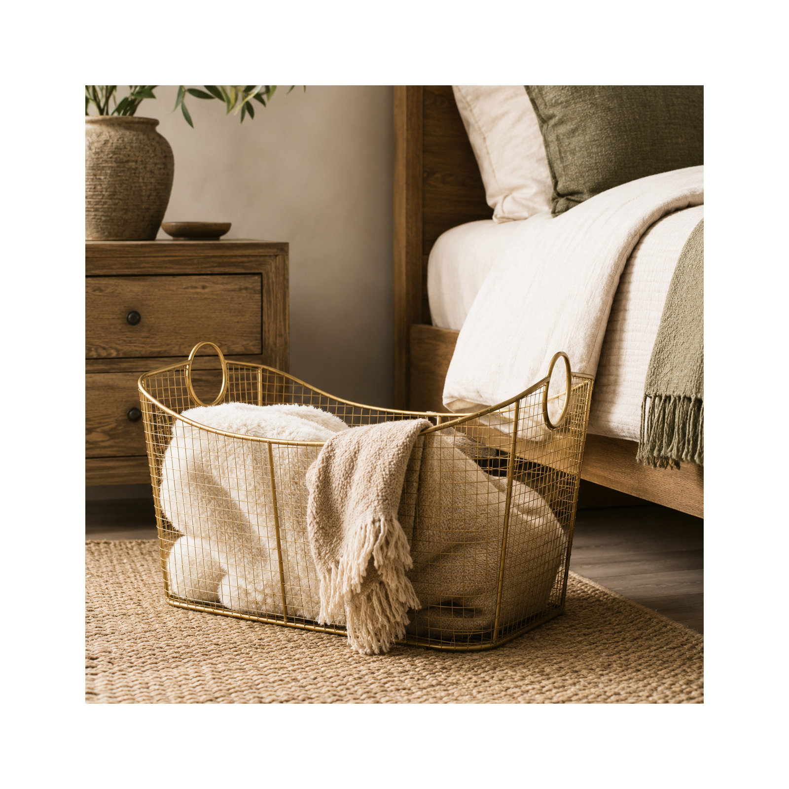 Annaya Metal General Basket, Gold