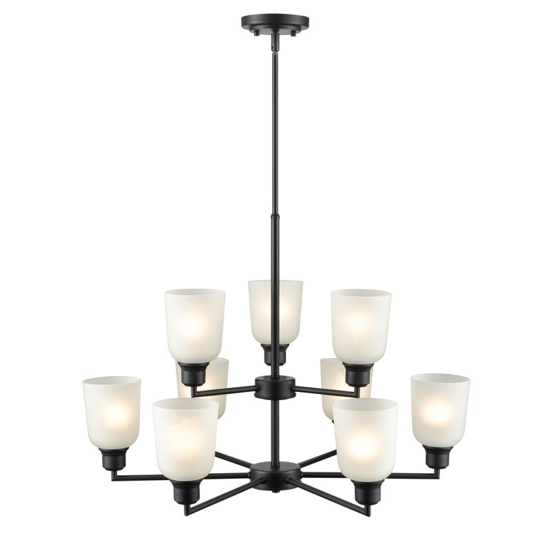 9 lumières 29,25 po Lustre noir mat