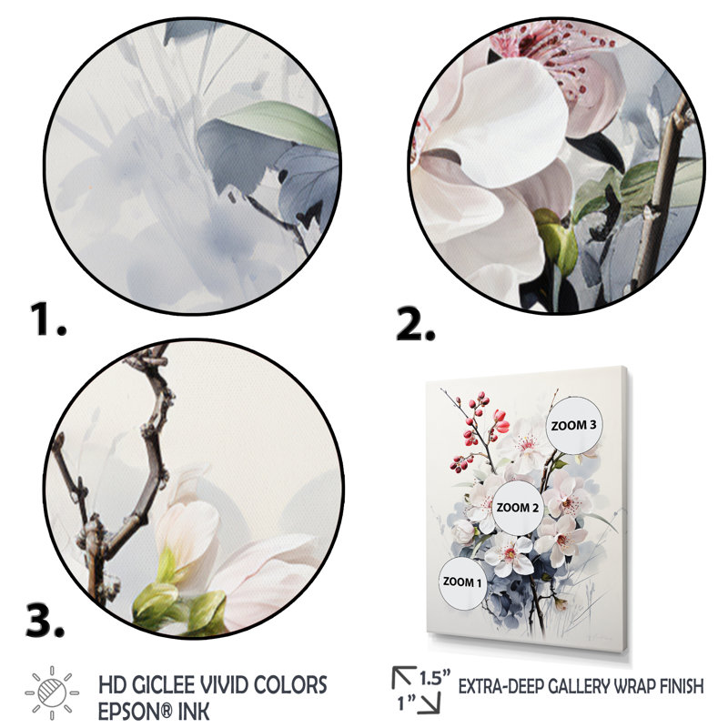 Arijoutsi Asian Art Orchids Flowers III sur impression sur toile, H 40 po x l 30 po x P 1,5 po, Toile tendue