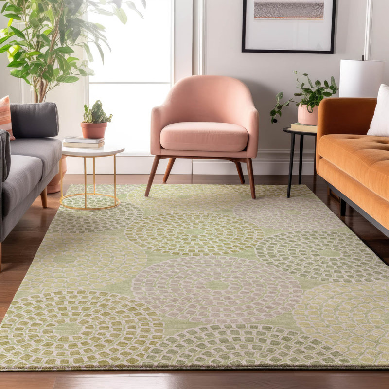 Tapis menthe Prisco lavable à la machine de qualité supérieure, Rectangle 5 pi x 7 pi 6 po