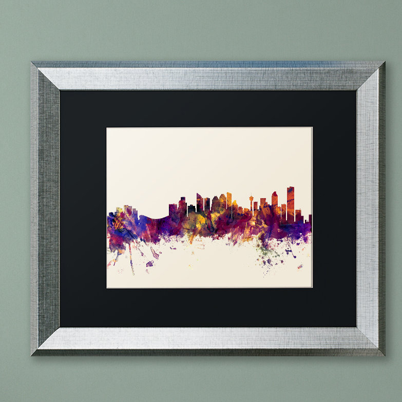 "calgary canada horizon" , impression encadrée, H 16 po x l 20 po x P 0,5 po, Noir
