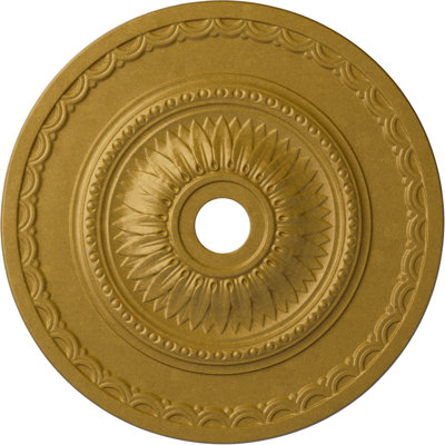 Endurathane Sunflower Ceiling Medallion, 29 1/2"OD x 3 5/8"ID x 1 5/8"P (Fits Canopies up to 5 5/8"), Hand-Painted Pharaohs Gold Finish