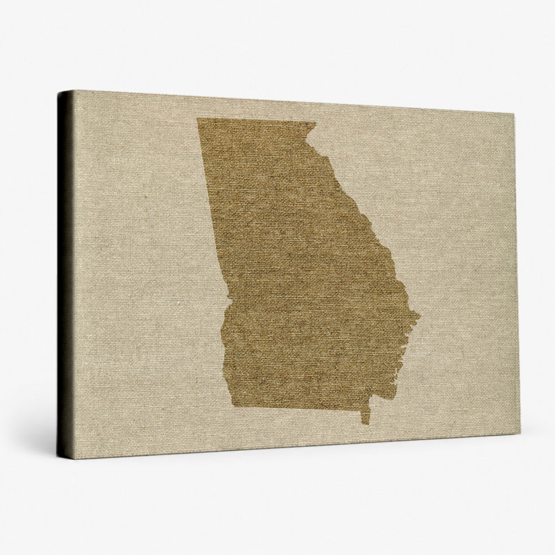 Georgia State Silhouette - paysage, art mural sur toile, 20" W x 16" H