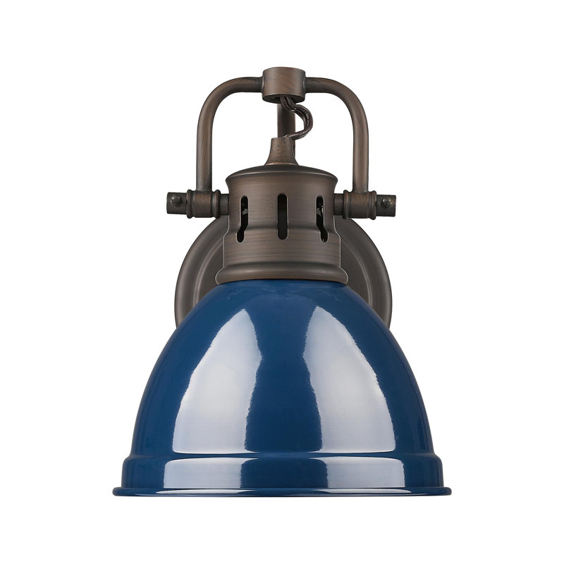 Meuble-lavabo 1 lumière Brianni, Bleu marine mat, Bronze huilé