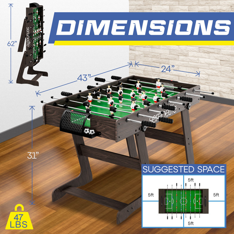 SereneLife 48" Foldable Black and Green Foosball Table