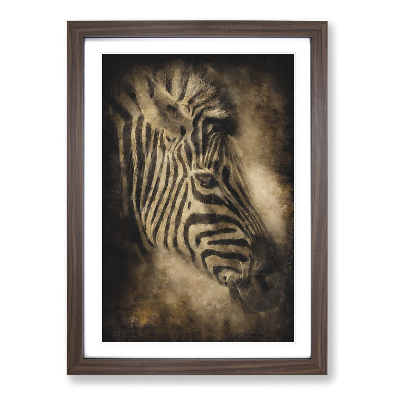 Zebra Vol.5 - Picture Frame Painting, 36cm H x 27cm W x 2cm D, Walnut