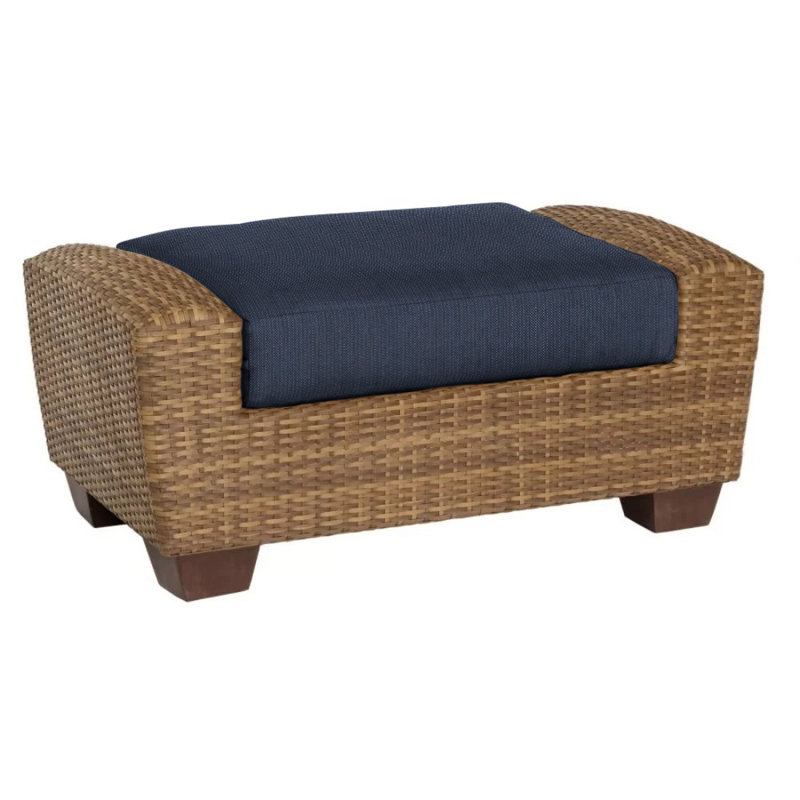 Repose-pieds d'extérieur avec coussin Saddleback, Tissage uni palette indigo Sunbrella®, Café