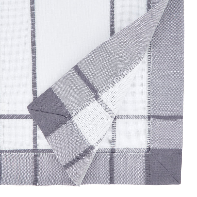 Gray Polyester Table Runner with Banded Border Design
