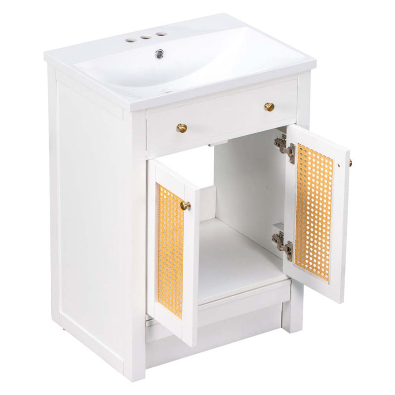 Meuble-lavabo simple 24 po avec lavabo blanc