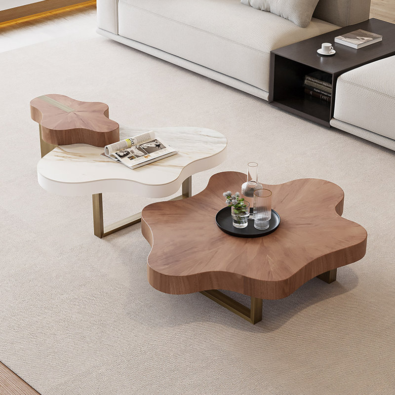 Ensemble de tables basses modernes en bois massif en forme de nuage