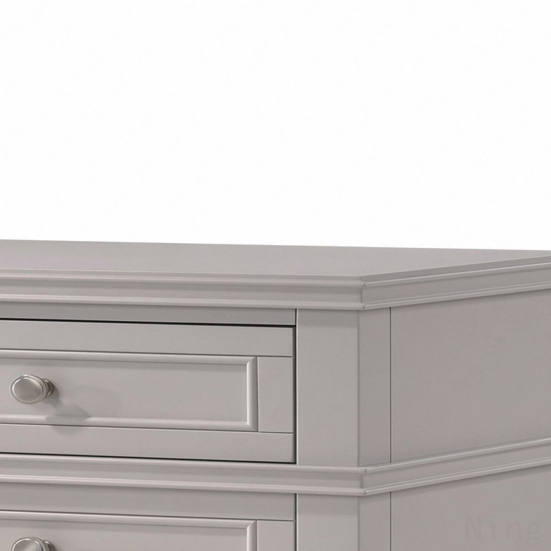 3-Drawer Nightstand With USB Ports, Gray