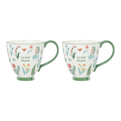  First Blooms Mugs Set of 2, Green