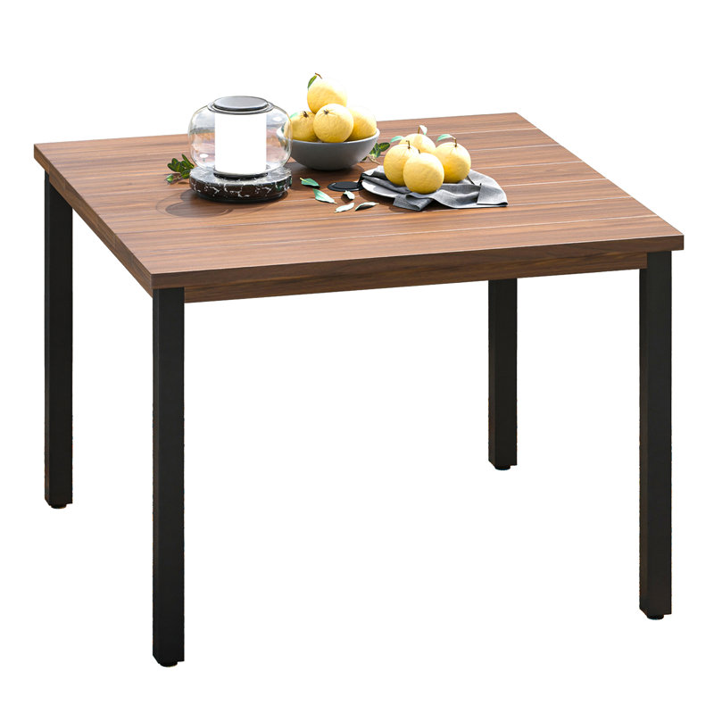 Vallery Square Metal Outdoor Dining Table With Umbrella Hole , 40.2'' in. W 40.2'' in. D, Brown