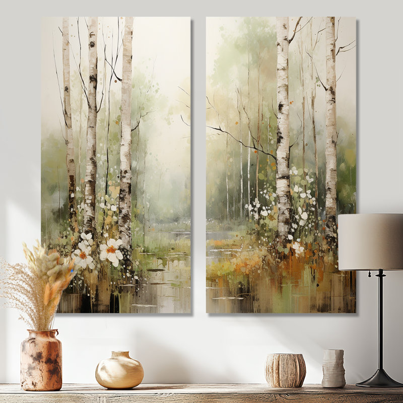Minimalisme, forêt, bois II - ensemble d'art mural traditionnel de 2, 32" H x 32" W, Wrapped Canvas, Does Not Apply