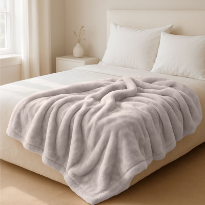 Faux Fur Throw Blanket - 7.8lbs Mink-Style Heavy Blanket - Machine-Washable Bedding  for Bed or Sofa