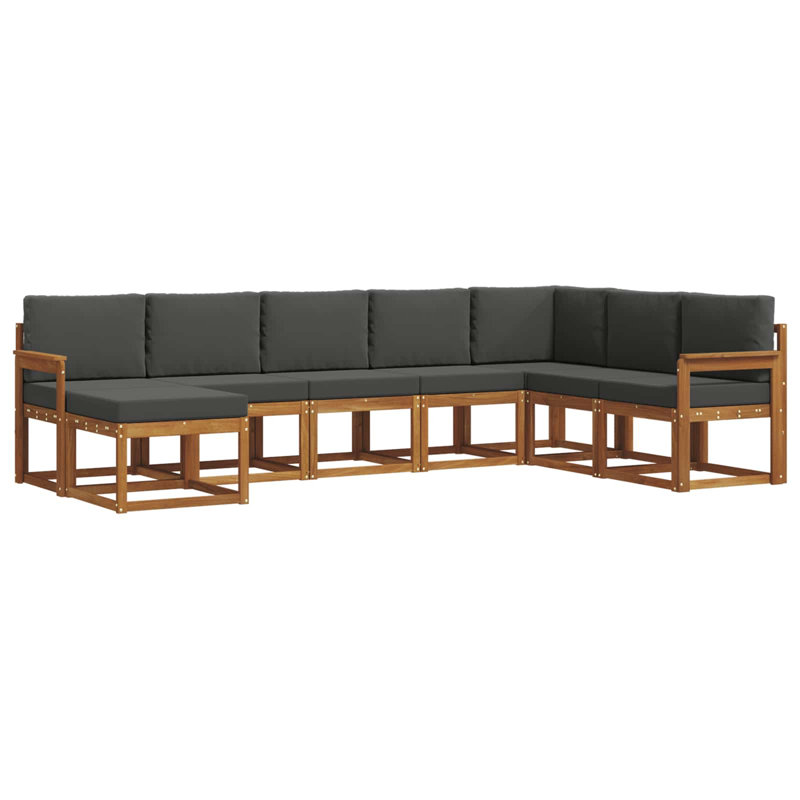  Ensemble de canapé d'extérieur avec coussin 8 pièces naturel et anthracite