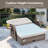 Aluel 61" Long Outdoor Wicker Double Chaise Lounge with Ottoman-1007870717