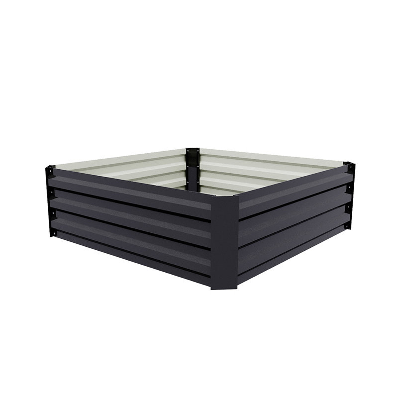 Galvanised Steel Raised Garden Bed, 30cm H x 100cm W x 100cm D, Black