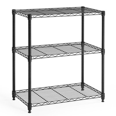 3-Tier Adjustable Height Wire Shelving Unit, Storage Shelf, 24” L x 14” W x 30” H, Black