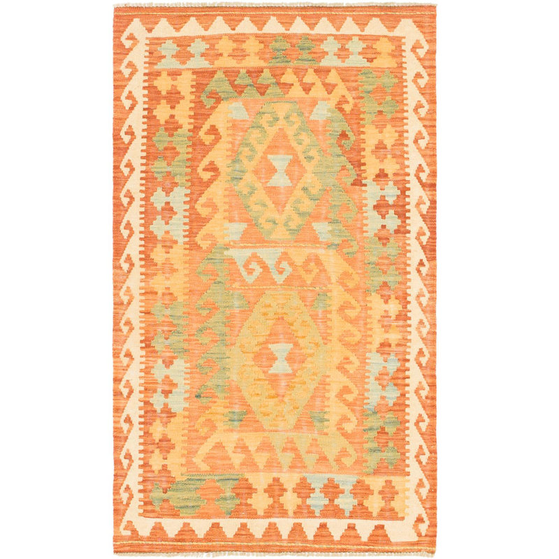 Tapis noué la one-of-kind à la main-nouvelle ère rouille rouge 2 pi 10 po x 4 pi aire de laine 10 po Elland