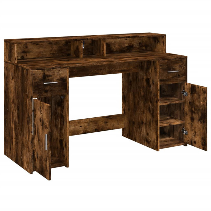 Computer Desk, 91cm H x 140cm W x 55cm D, Smoked oak