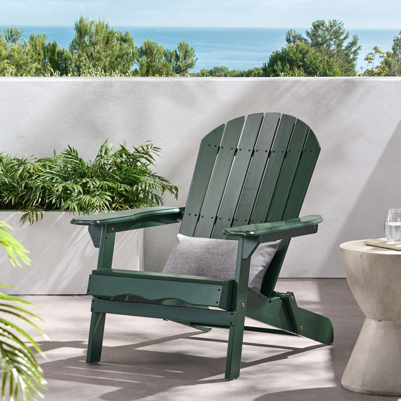 Chaise Adirondack pliante en bois massif Kalicki, Vert foncé