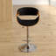 Tabouret de bar pivotant à hauteur réglable avec base piédestal en similicuir, bois de noyer et chrome-19477864