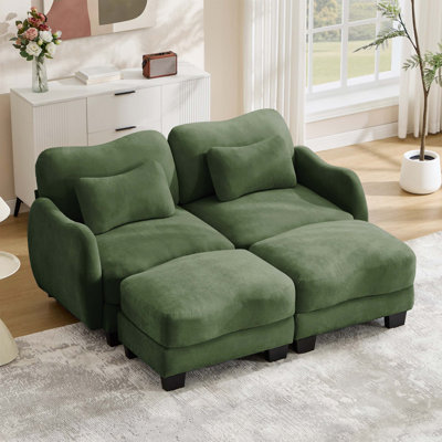 Canapé modulaire en chenille avec coussin lombaire et pouf amovible